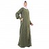 Cardigan abaya set- Jade green stripped Shrug with sleeveless inner abaya